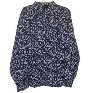 Velvet By Graham & Spencer Mens Blue Fern Print Cotton Button Up Shirt Sz XL NEW